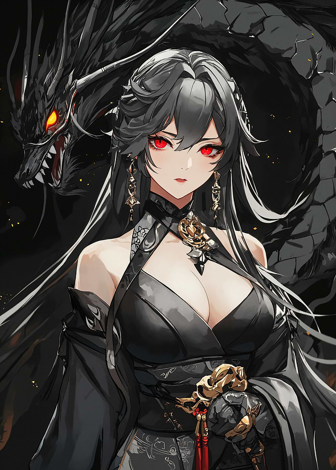 Anime Woman with Dragon