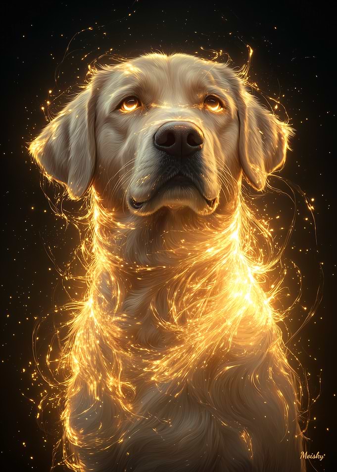 Golden Glow Labrador Retriever - Mystical Dog Art - Enchanted Canine Portrait