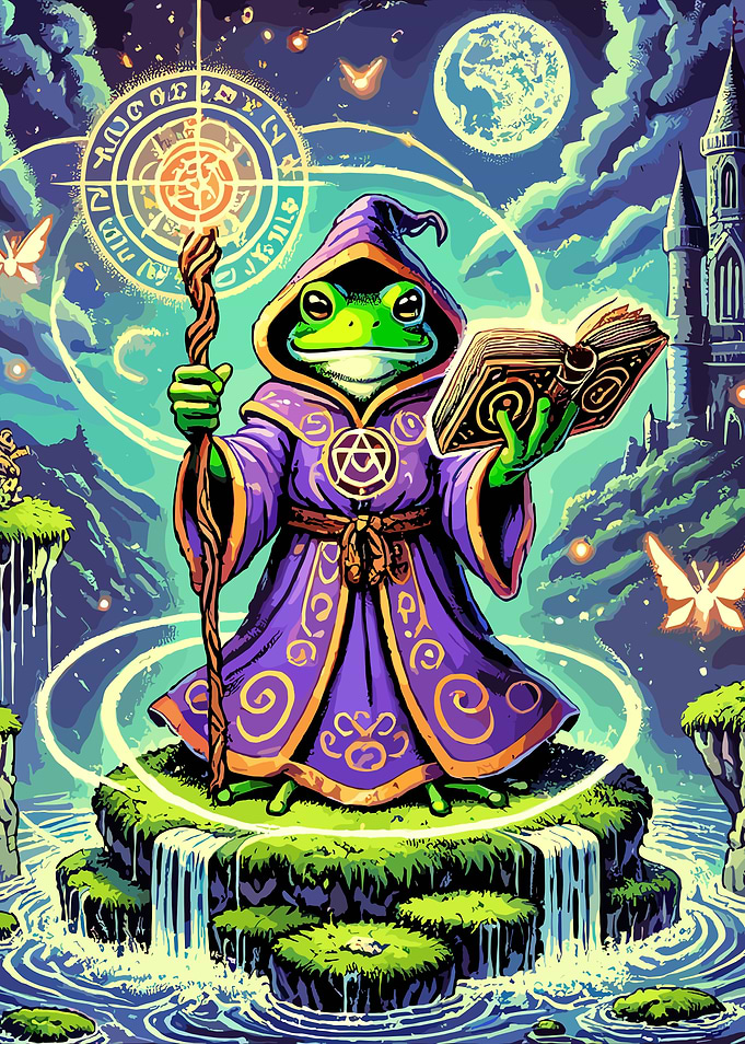 Pixel Art Frog Wizard