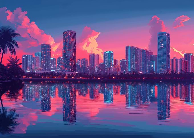 Cityscape Sunset Reflection