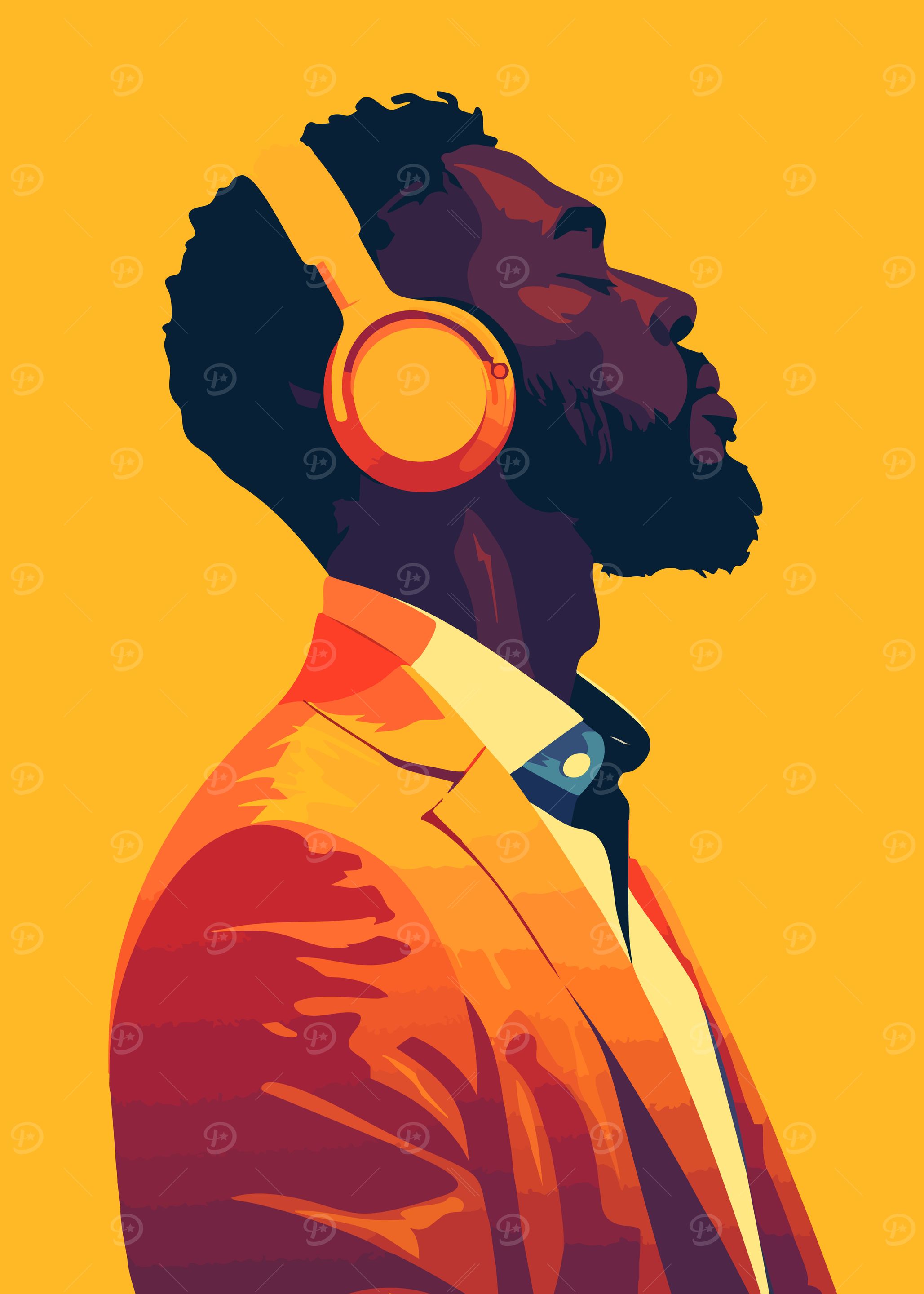 Soul Man Listening to Music Minimalist Art