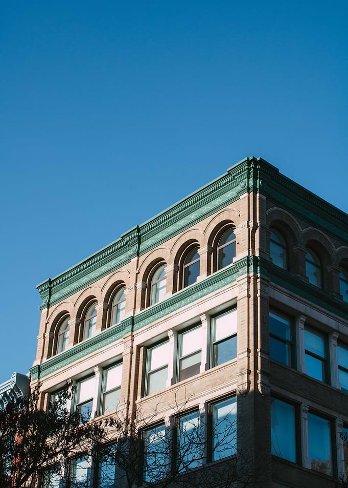 Brick Building with Arched Windows