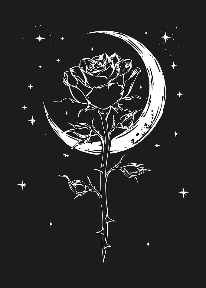 Rose and Crescent Moon