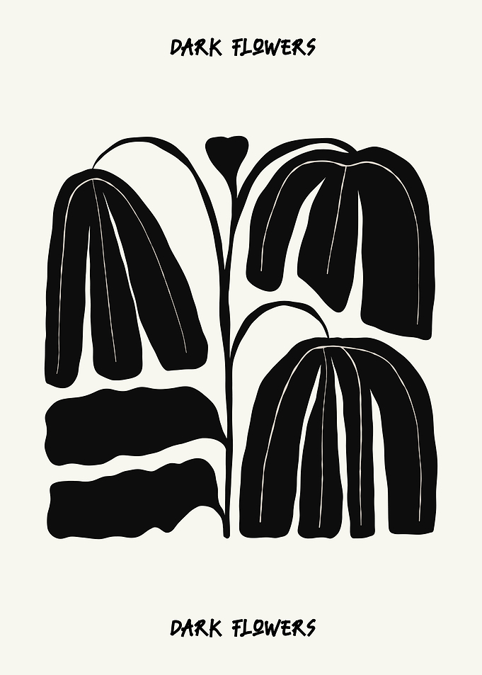Black and White Floral Art simple tulips