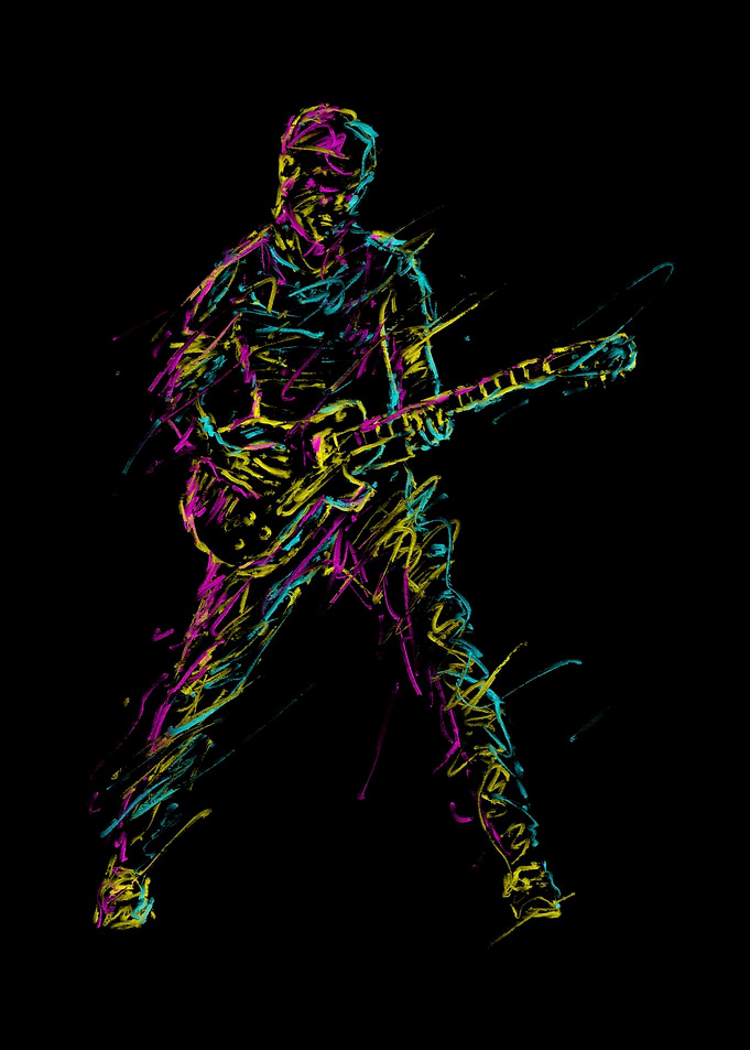Electric Guitarist scribble art
