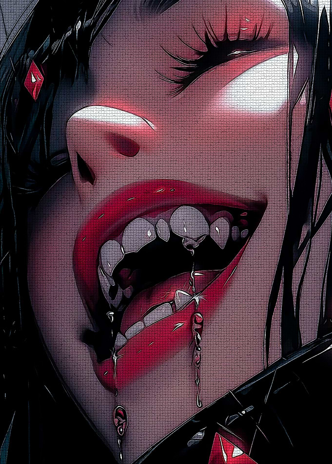 Anime Girl with Red Lips