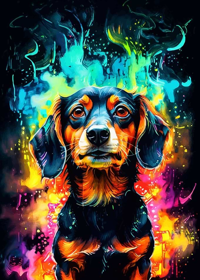 Dachshund in Neon Colors