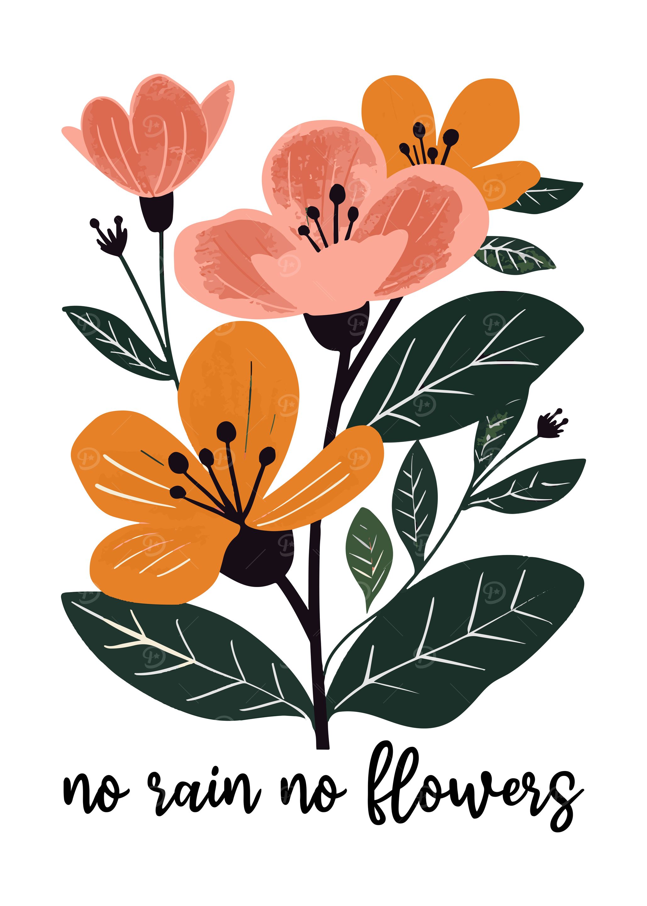 Floral Illustration with Quote