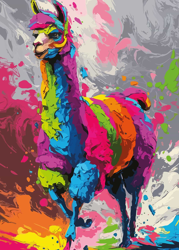 Rainbow Llama Painting