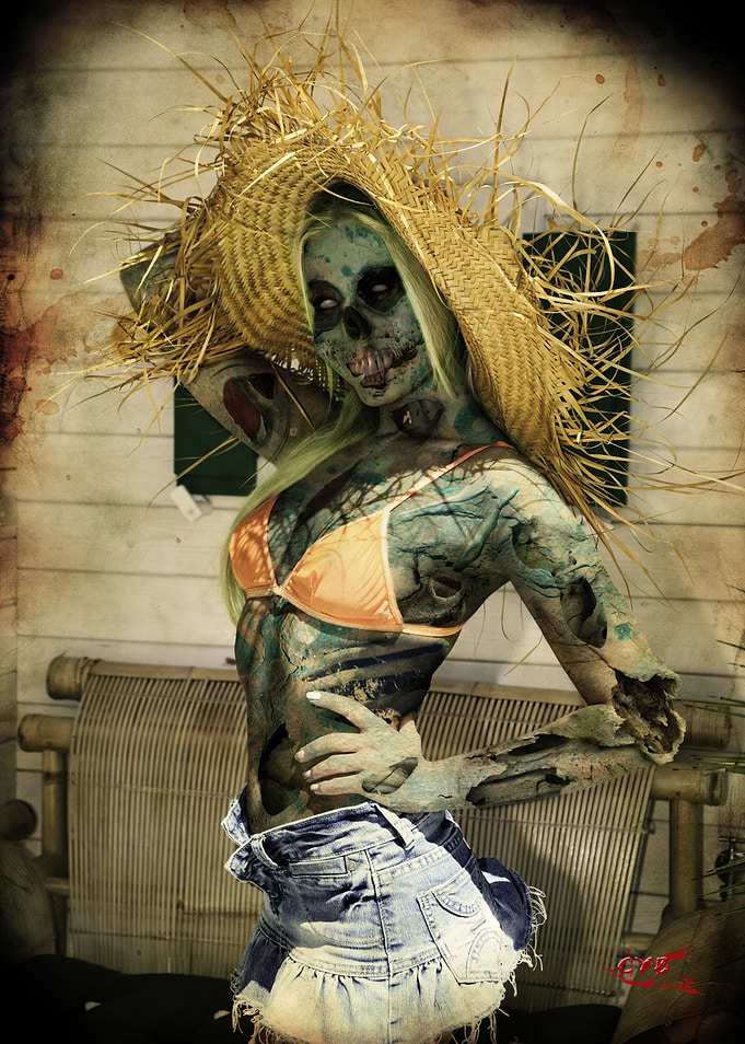 Zombie Girl in Straw Hat