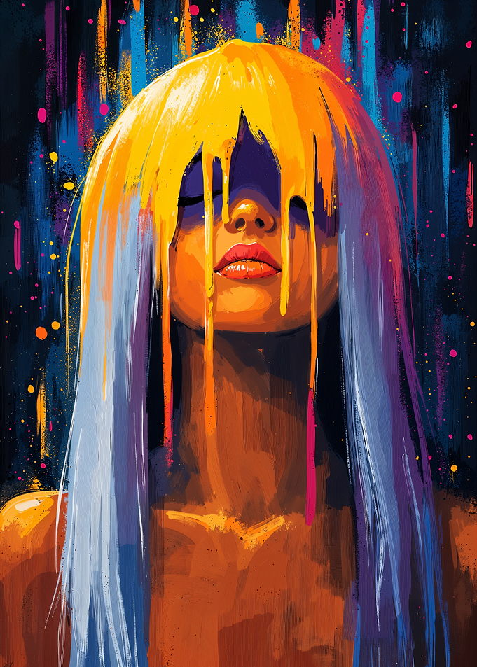 Woman with Dripping Paint