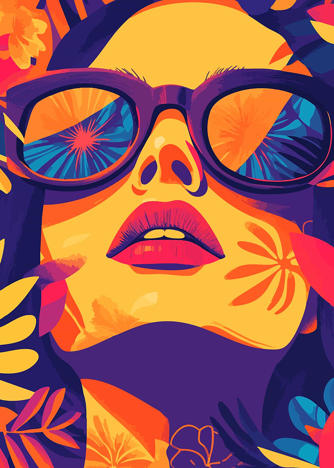 Woman in Sunglasses Abstract Art