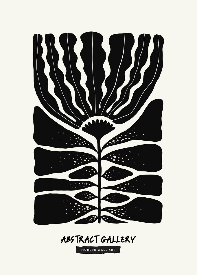 Black and White Abstract Flower