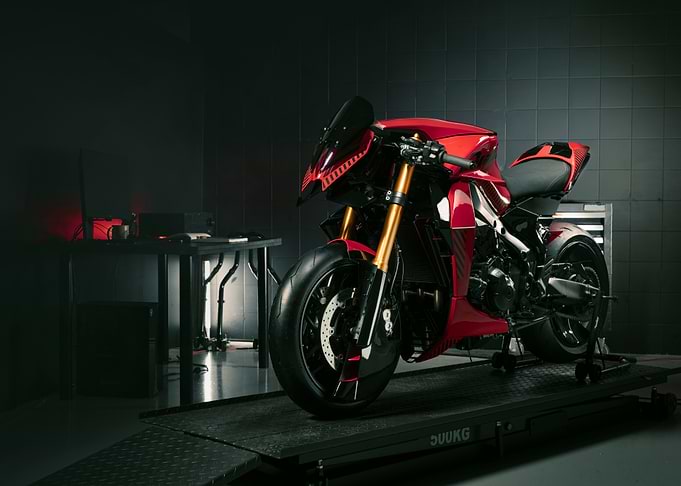Red Sportbike in Garage
