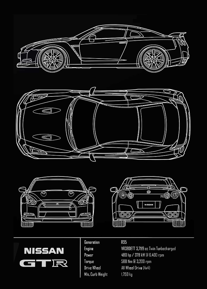 Nissan GTR Line Art