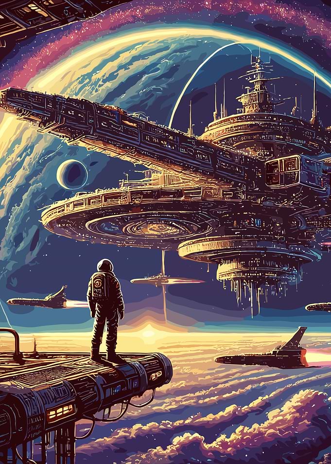 Space Station and Astronaut