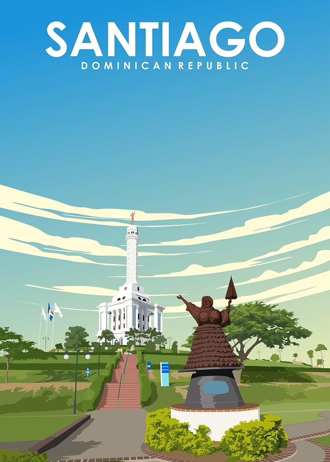Santiago Dominican Republic Travel Poster