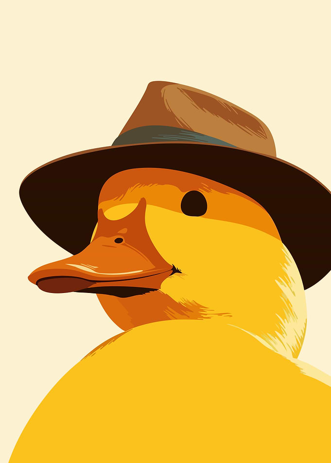 Duckling in Fedora Funny Minimalist Art
