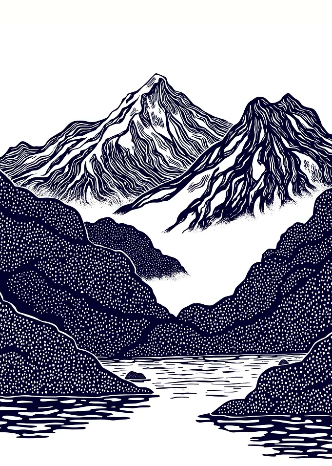 Mountain Lake Illustration