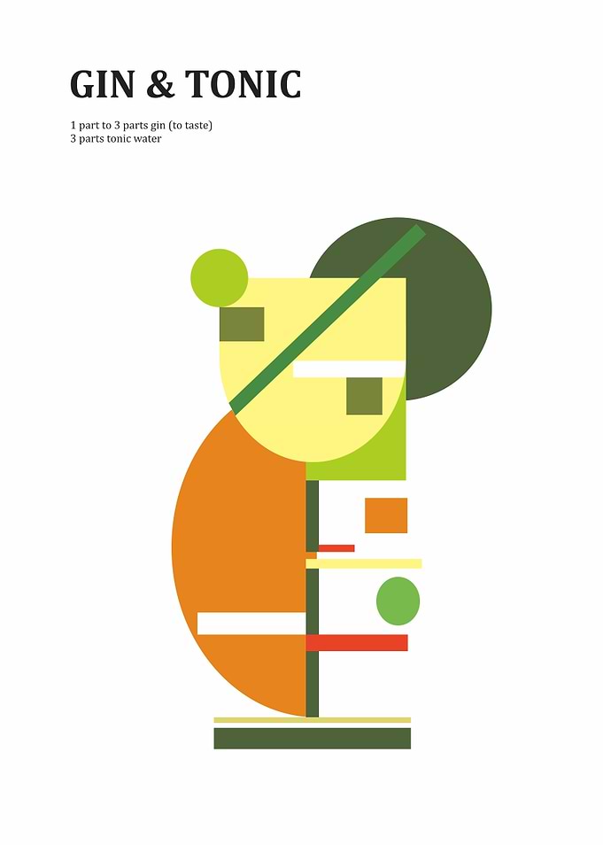 Gin & Tonic Cocktail minimalist Art