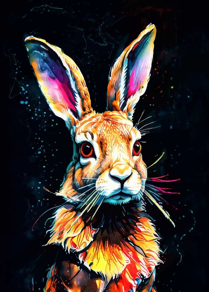 Colorful Rabbit Portrait