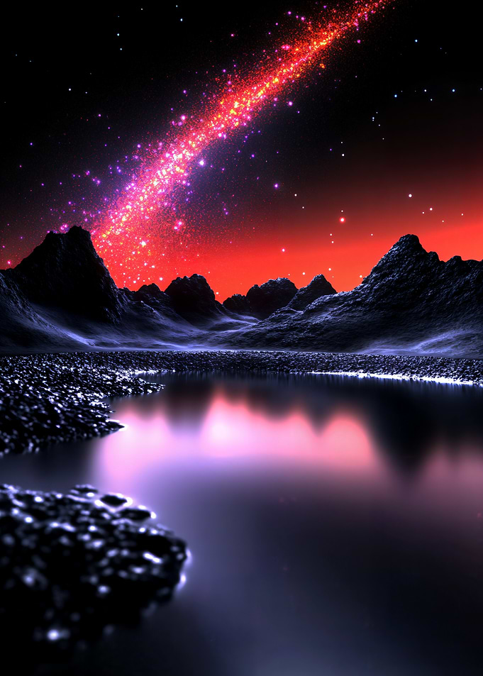 Red Galaxy Landscape
