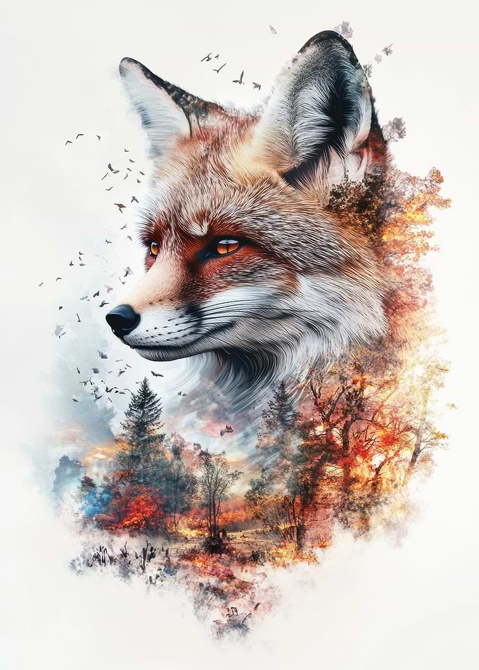 Fox in Autumn Forest