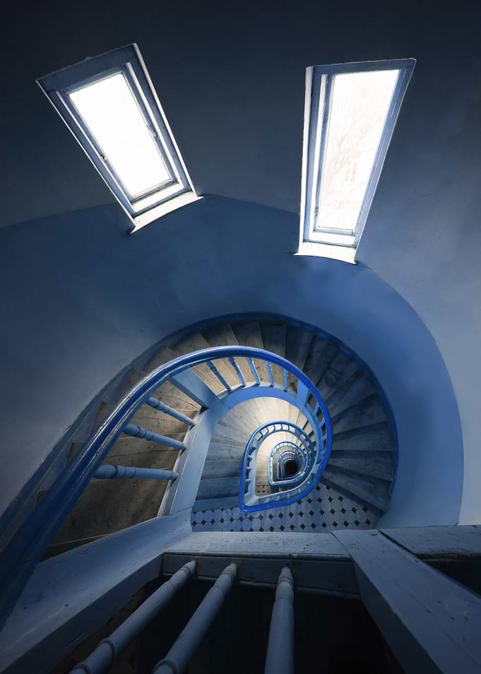Blue Spiral Staircase