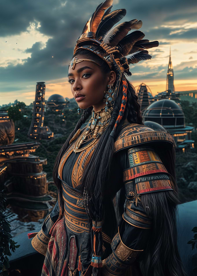 Warrior Princess in Futuristic City