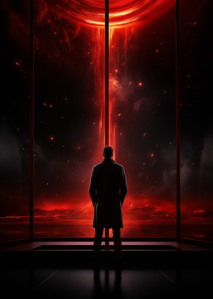 Man Gazing at Red Planet