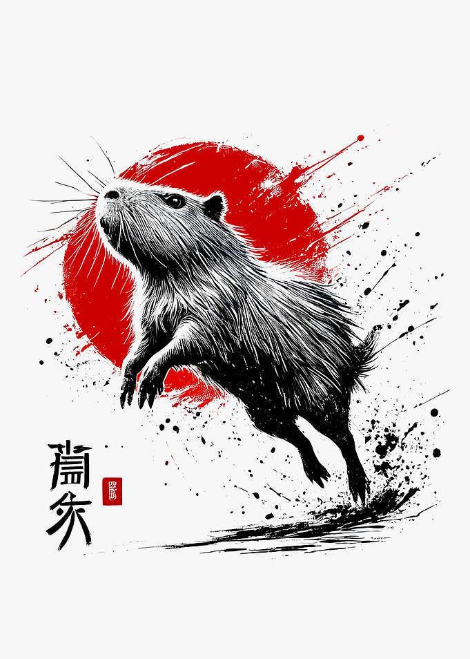 Capybara Rising Sun