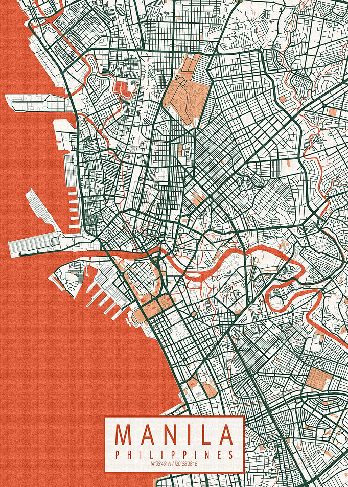 Manila City Map Philippines Bohemian