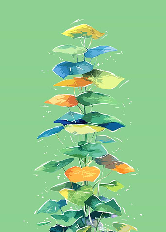 Colorful Leaves and Plants Illustration