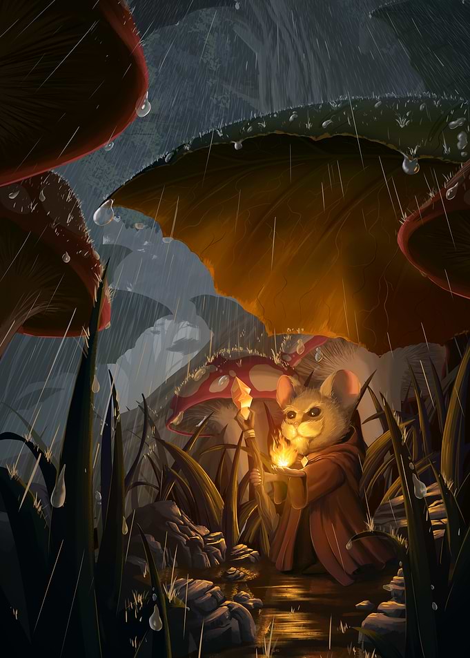 Mouse Mage Practices Fire