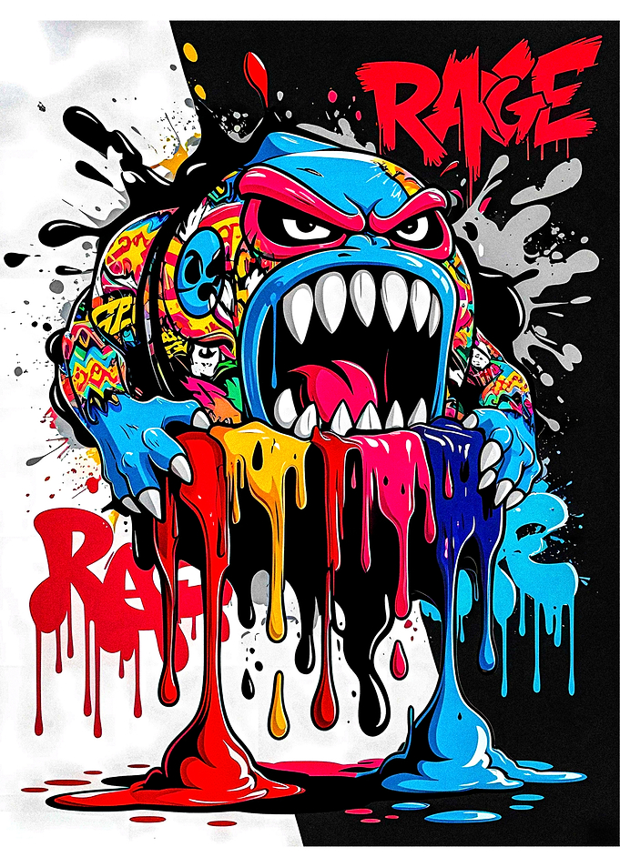 Rage Monster with Dripping Paint