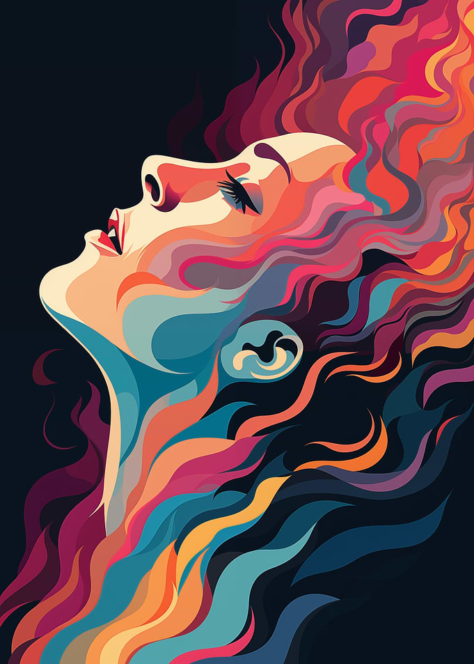 Abstract Woman with Colorful Hair