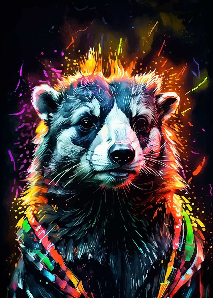 Raccoon in Neon Colors