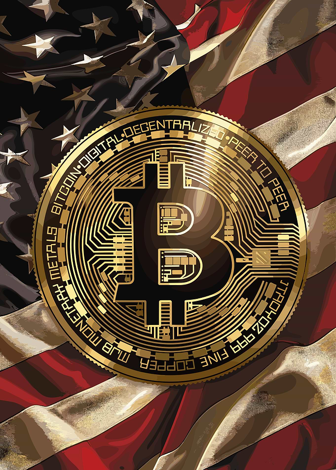 Bitcoin on American Flag