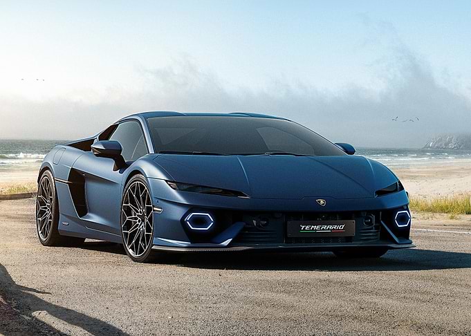 sleek blue Lamborghini temario