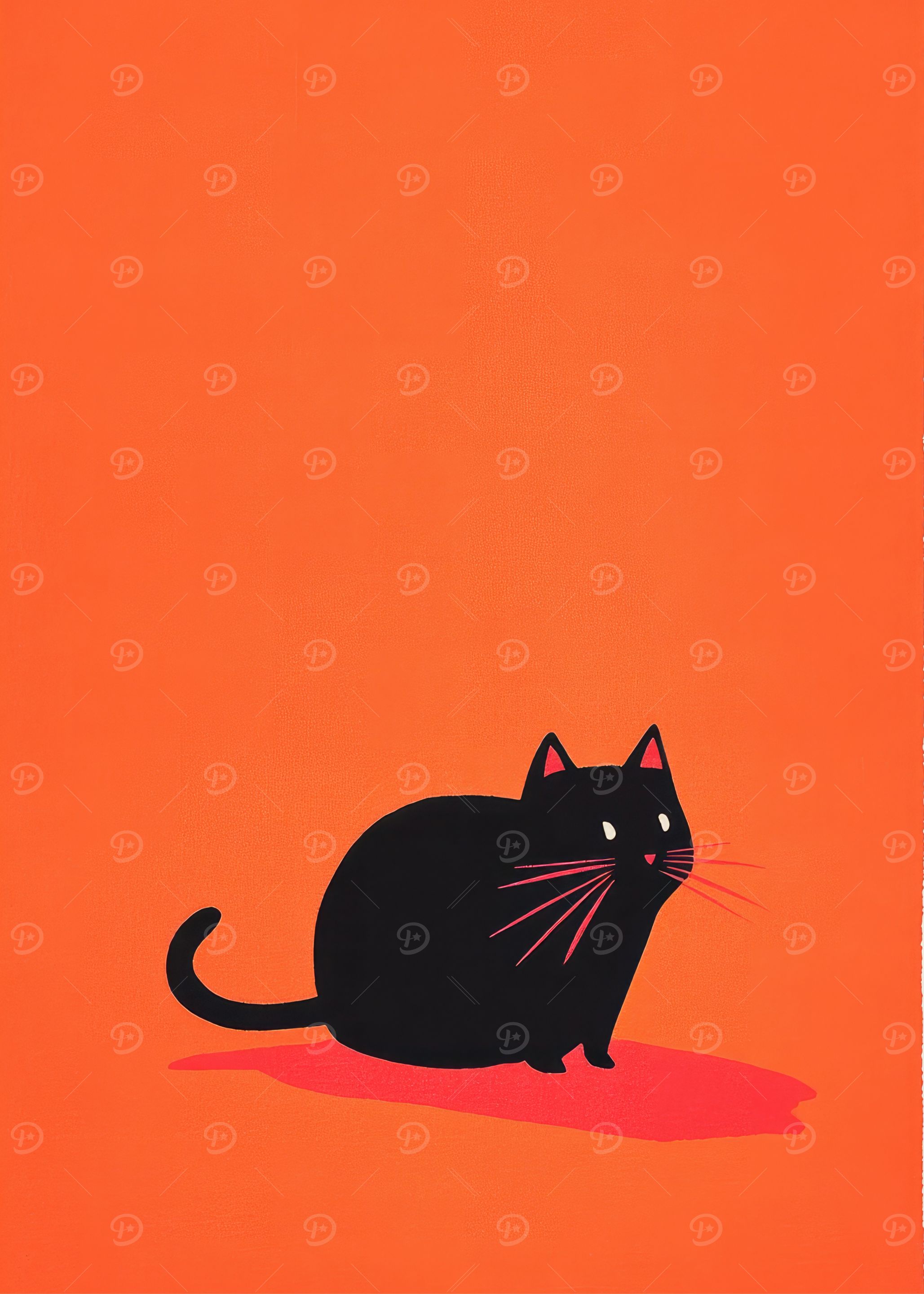 Black Cat on Orange