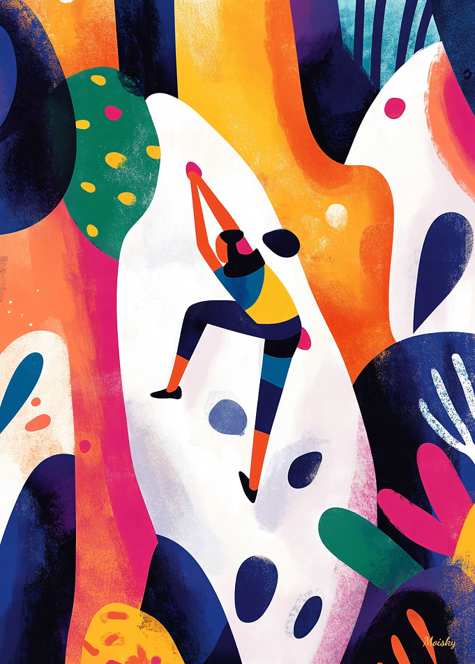 Dynamic Climber - Fauvist Style Sports Art - Bold Abstract Adventure Illustration