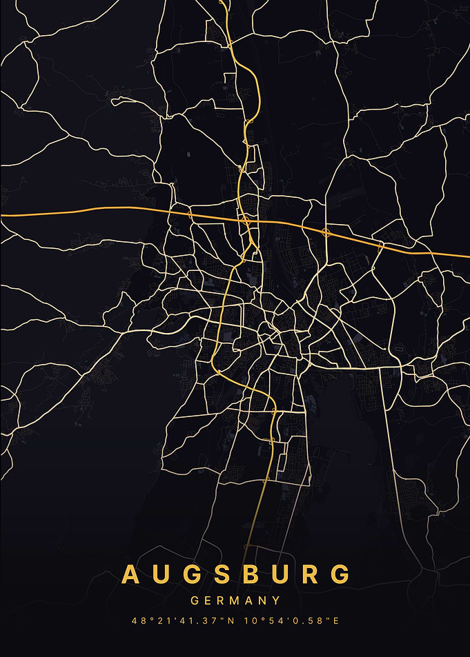 Augsburg Germany City Map