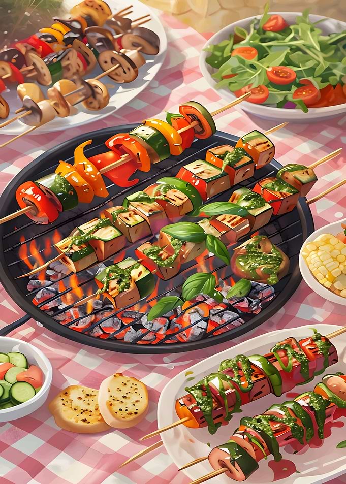 Summer BBQ with Veggie Skewers