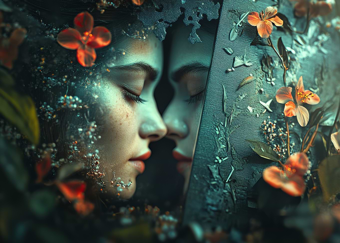 Floral Mirror Reflection