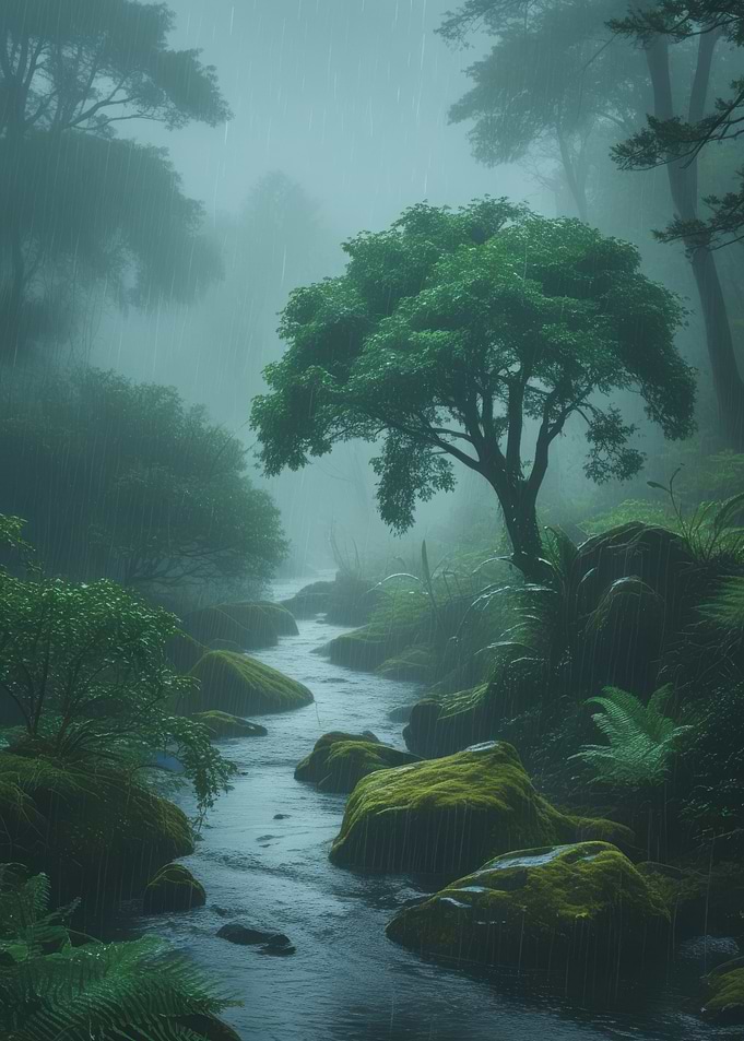 Misty Forest Stream