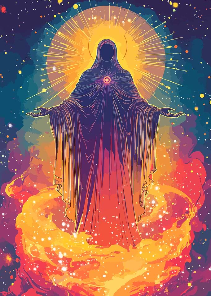 Mystical Cosmic Figure Minimalist Art