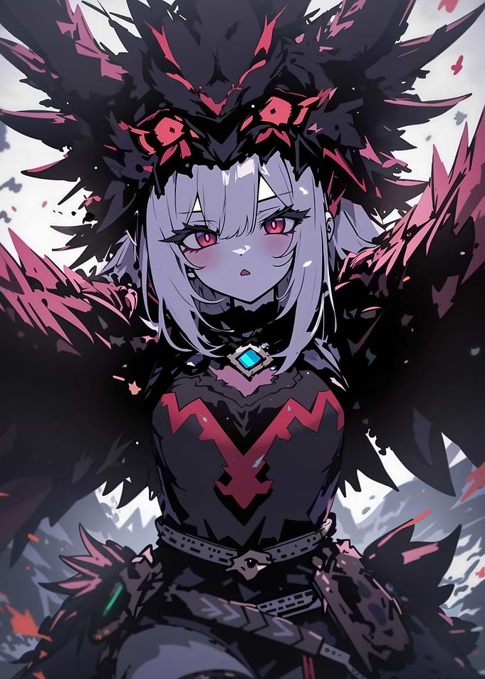 Anime Girl with Raven Wings
