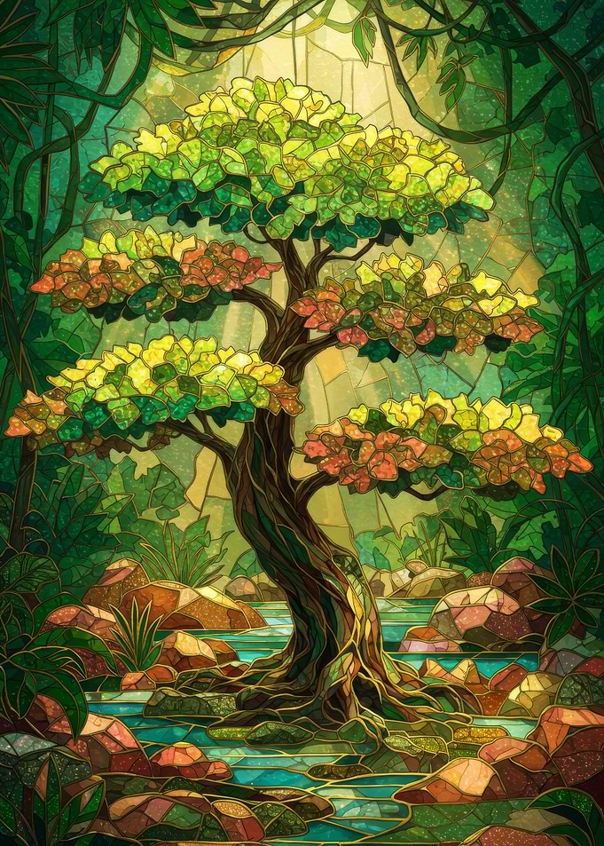 Stained Glass Jungle Tree