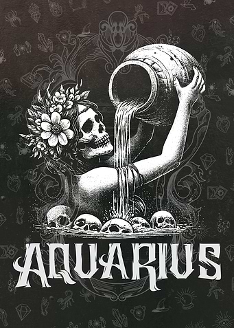 Aquarius Zodiac Skull