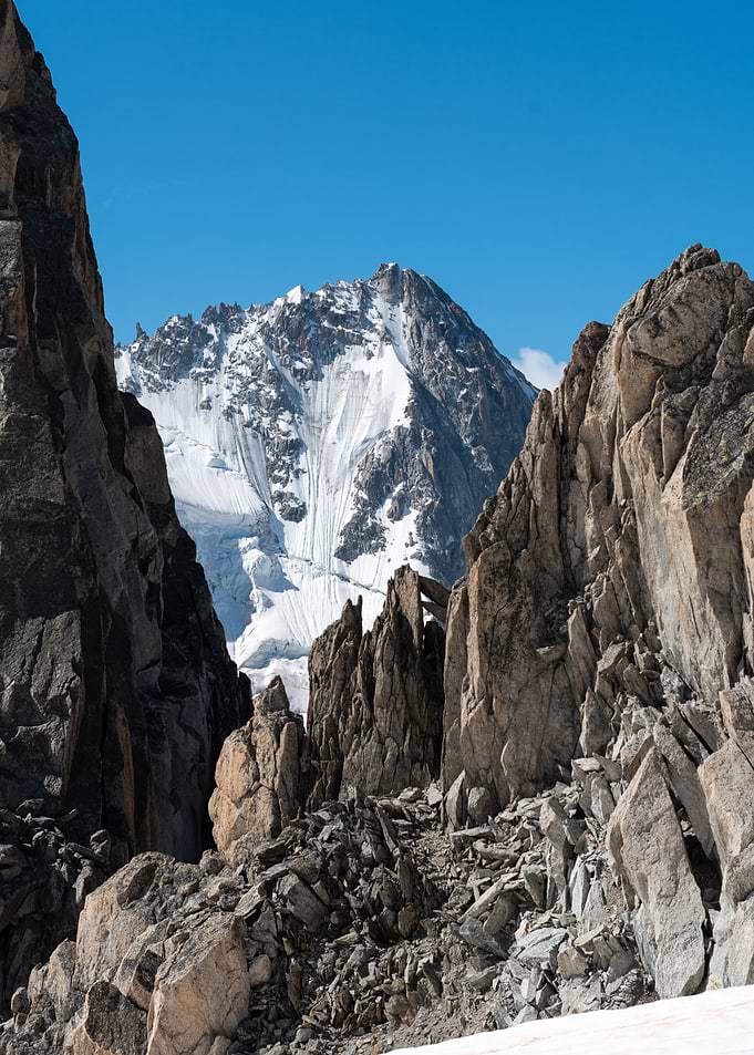 Mountain Peak View with Glacier (Mont Blanc)